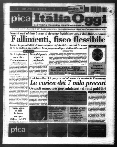 Italia oggi : quotidiano di economia finanza e politica